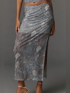 Maeve Anthropologie NWT Aleda Mesh Ruched Maxy Skirt Size Small.